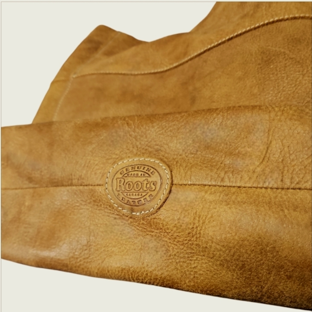 ROOTS | Tribe Leather Edie Bag Large Tote Shopper Cognac Brown Made In Canada - Picture 6 of 6